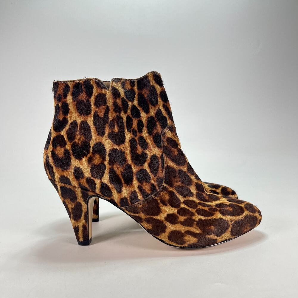 INC International Concepts Leopard Calf Hair Heeled Booties Women's Size 5.5M